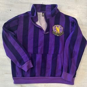 Cakeworthy Wednesday Adams Family Striped Women's Sweatshirt Size M Rare Netflix